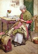 Walter Langley,RI Old Quilt France oil painting artist